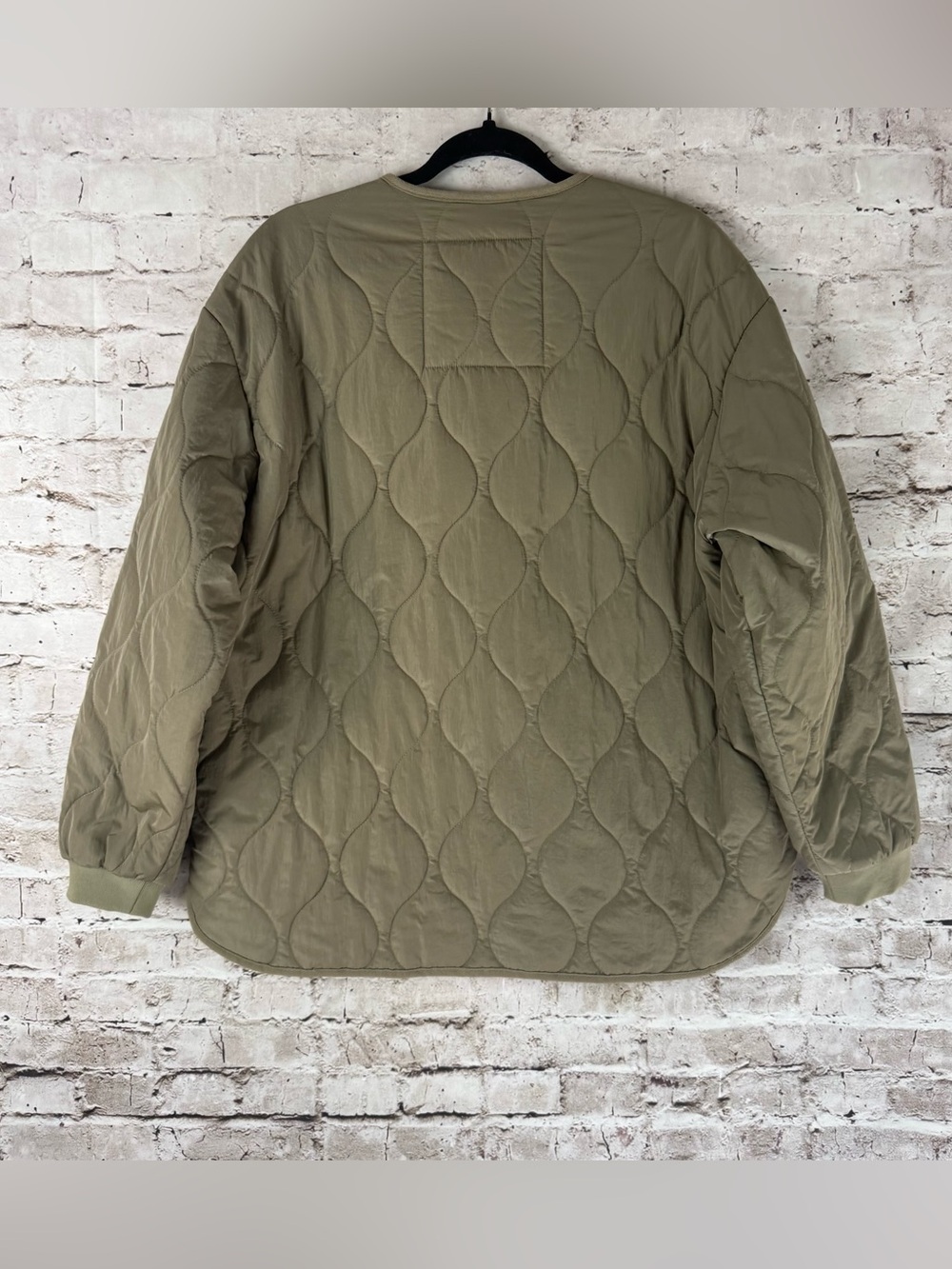 JOIE Women's Large Olive Green Quilted Bomber Jacket Pockets Nylon Lg L - Picture 6 of 6